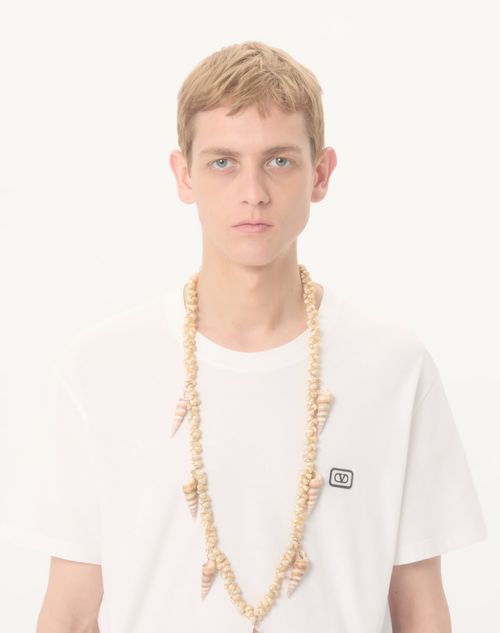 Valentino - Cotton T-shirt With Vlogo Patch - Ivory - Man - T-shirts And Sweatshirts